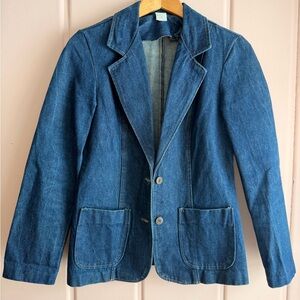 Vintage 100% cotton Kemington Express Blue Denim Blazer Jacket sz7